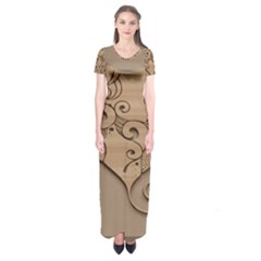 Wood Sculpt Carved Background Short Sleeve Maxi Dress by Sapixe