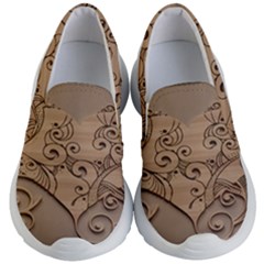 Wood Sculpt Carved Background Kid s Lightweight Slip Ons by Sapixe