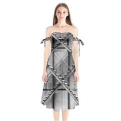 Architecture Stairs Steel Abstract Shoulder Tie Bardot Midi Dress by Sapixe