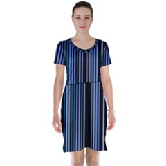 Shades Of Blue Stripes Striped Pattern Short Sleeve Nightdress by yoursparklingshop