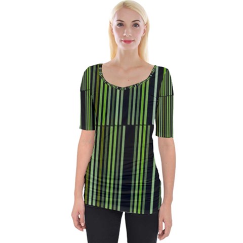 Shades Of Green Stripes Striped Pattern Wide Neckline Tee by yoursparklingshop