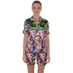 Budha Denied The Shine Of The World Satin Short Sleeve Pyjamas Set by bestdesignintheworld