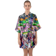 Budha Denied The Shine Of The World Quarter Sleeve Kimono Robe by bestdesignintheworld