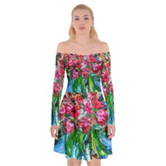 Paint, Flowers And Book Off Shoulder Skater Dress by bestdesignintheworld