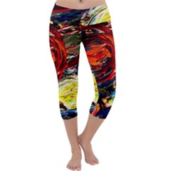 Sunset In A Mountains Capri Yoga Leggings by bestdesignintheworld