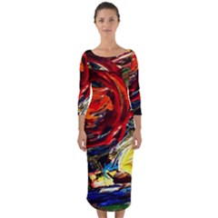 Sunset In A Mountains Quarter Sleeve Midi Bodycon Dress by bestdesignintheworld