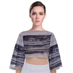 Marble Tiles Rock Stone Statues Pattern Texture Tie Back Butterfly Sleeve Chiffon Top by Simbadda