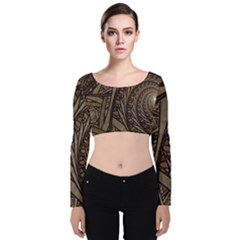 Abstract Pattern Graphics Velvet Crop Top by Simbadda