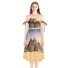 Ancient Archeology Architecture Shoulder Tie Bardot Midi Dress by Modern2018