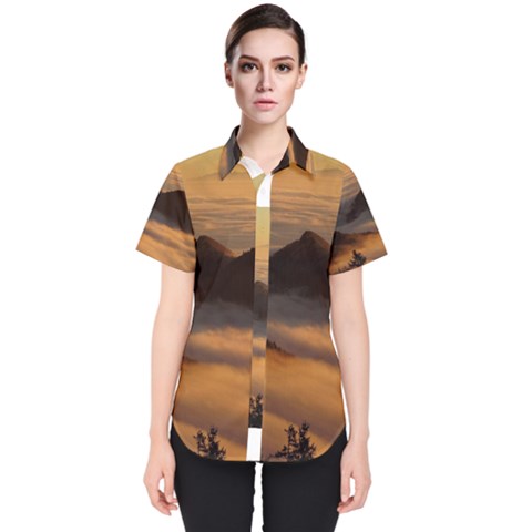 Homberg Clouds Selva Marine Women s Short Sleeve Shirt by Simbadda