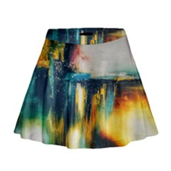 Art Painting Abstract Yangon Mini Flare Skirt by Simbadda