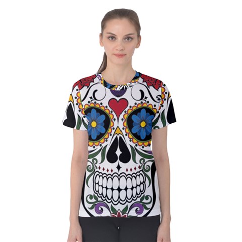 Cranium Sugar Skull Women s Cotton Tee by StarvingArtisan