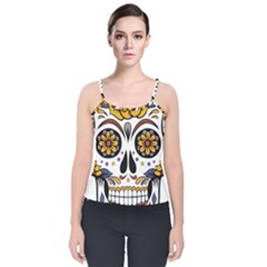 Sugar Skull Velvet Spaghetti Strap Top by StarvingArtisan