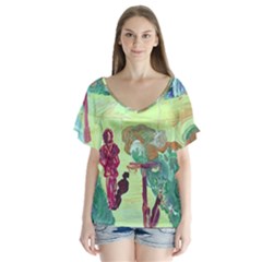 Trail 1 V-neck Flutter Sleeve Top by bestdesignintheworld