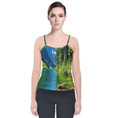 Beautiful Nature Lake Velvet Spaghetti Strap Top by Modern2018