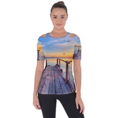 Sunset Lake Beautiful Nature Short Sleeve Top by Modern2018