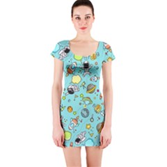 Space Pattern Short Sleeve Bodycon Dress by Valentinaart