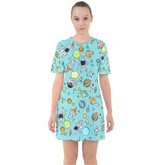 Space Pattern Sixties Short Sleeve Mini Dress by Valentinaart