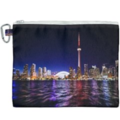 Toronto City Cn Tower Skydome Canvas Cosmetic Bag (xxxl) by Simbadda