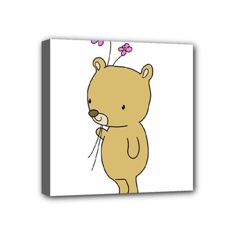 Cute Bear Cartoon Mini Canvas 4  X 4  by Simbadda