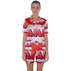 Comic Bubble Popart Cartoon Action Satin Short Sleeve Pyjamas Set by Simbadda