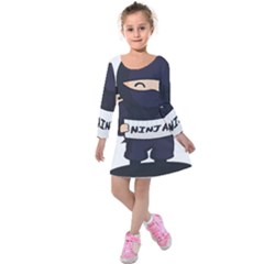 Ninja Baby Parent Cartoon Japan Kids  Long Sleeve Velvet Dress by Simbadda