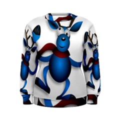 Reindeer Dancing Blue Christmas Women s Sweatshirt by Simbadda