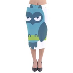 Owl Comic Animal Velvet Midi Pencil Skirt by Simbadda