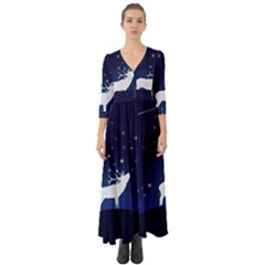 Design Painting Sky Moon Nature Button Up Boho Maxi Dress by Simbadda