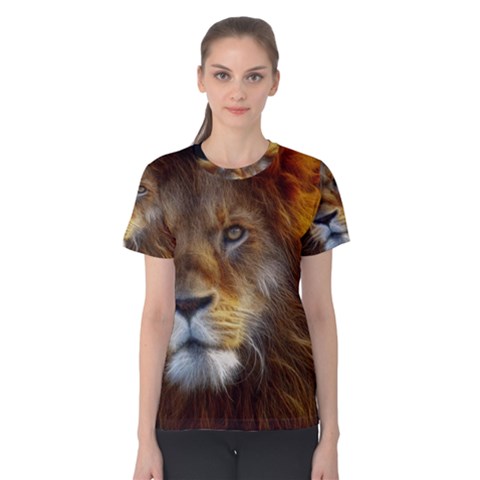 Fractalius Big Cat Animal Women s Cotton Tee by Simbadda