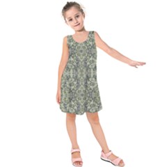 Modern Noveau Floral Collage Pattern Kids  Sleeveless Dress by dflcprints