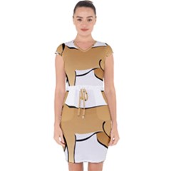 Dog Brown Pet Animal Tail Eskimo Capsleeve Drawstring Dress  by Nexatart