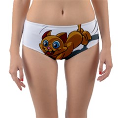 Cat Ball Play Funny Game Playing Reversible Mid-waist Bikini Bottoms by Nexatart