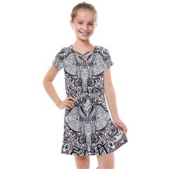 Ornate Hindu Elephant  Kids  Cross Web Dress by Valentinaart