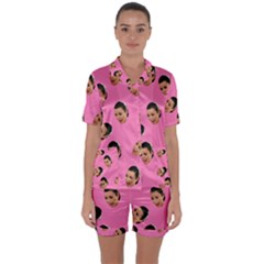 Crying Kim Kardashian Satin Short Sleeve Pyjamas Set by Valentinaart