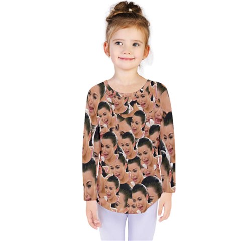 Crying Kim Kardashian Kids  Long Sleeve Tee by Valentinaart