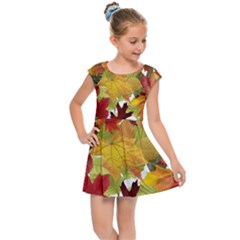 Autumn Fall Leaves Kids Cap Sleeve Dress by LoolyElzayat