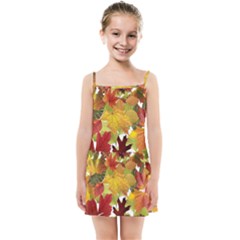 Autumn Fall Leaves Kids Summer Sun Dress by LoolyElzayat