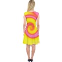 Swirl Yellow Pink Abstract Capsleeve Midi Dress View2