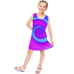 Swirl Pink Turquoise Abstract Kids  Tunic Dress by BrightVibesDesign