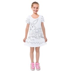 Coloring Picture Easter Easter Bunny Kids  Short Sleeve Velvet Dress by Sapixe