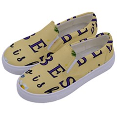 Best Wishes Yellow Flower Greeting Kids  Canvas Slip Ons by Sapixe