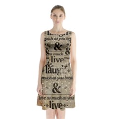 Motivational Calligraphy Grunge Sleeveless Waist Tie Chiffon Dress by Sapixe