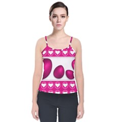 Love Celebration Easter Hearts Velvet Spaghetti Strap Top by Sapixe