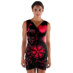 Background Hearts Ornament Romantic Wrap Front Bodycon Dress by Sapixe