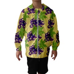 Grapes Background Sheet Leaves Hooded Windbreaker (kids) by Sapixe