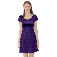 Dark Tech Fruit Pattern Short Sleeve Skater Dress by jumpercat