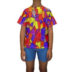 Mosaic Tiles Pattern Texture Kids  Short Sleeve Swimwear by Sapixe