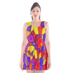 Mosaic Tiles Pattern Texture Scoop Neck Skater Dress by Sapixe