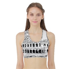 Line Art Architecture Sports Bra With Border by Sapixe